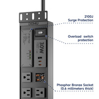 Unité de distribution d'alimentation (PDU) 15A pour montage en rack avec 12 prises, protection contre les surtensions 2100J, interrupteur, certifiée ETL FCC, PD 30W