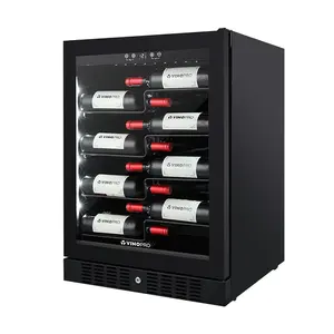 Vinopro 138L 싱글 존 40 병 용량 LED 라이트 유리 도어 내장 압축기 독립형 와인 셀러 쿨러 냉장고