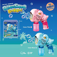 Pistolet à bulles dinosaure automatique, machine à bulles de savon Bazzoka, lanceur de bulles anti-fuite avec lumière pour enfants, cadeau pour l'extérieur