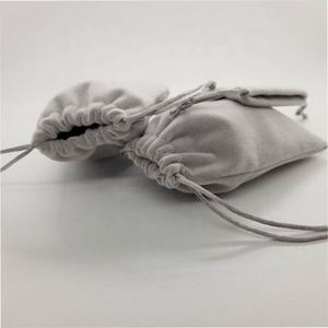 Customized Grey Recyclable Dust-proof Velvet <b>Pouch</b> for Jewelry with <b>Drawstring</b> Bag for Promotional Gifts - Product Image 3