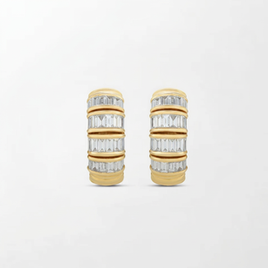 Linear Baguette Diamond <b>Hinge</b> Hoop <b>Earrings</b> 2.07 Ct E-F VVS-VS Lab Grown Diamond In 18K Yellow Gold Baguette <b>Hinge</b> Luxury Style - Product Image 1