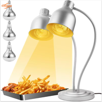 Lampe de buffet électrique à double tête de qualité hôtelière, présentation attrayante, matériau métallique, équipement de maintien au chaud des aliments pour restaurants et hôtels