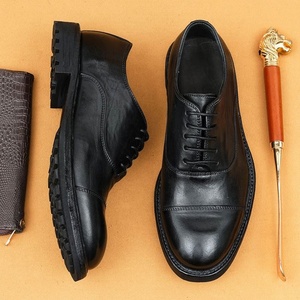 Chaussures Oxford pour homme en cuir véritable, bout carré, lacets, semelle en caoutchouc, pour le bureau, toutes saisons, antidérapantes - Product Image 4