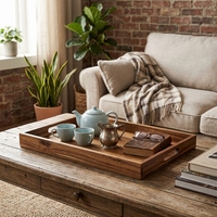 Plateau de service en bois artisanal, plateau rustique en bois pour le petit-déjeuner, pour la cuisine, la décoration de la maison, taille personnalisée, logo