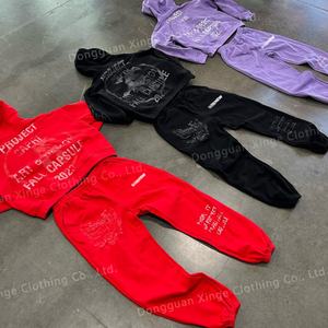 Conjunto de Sudadera con Capucha y Pantalones Deportivos de Felpa Francesa de 2 Piezas con Logotipo Personalizado para Hombre, Estilo Hip Hop - Product Image 2