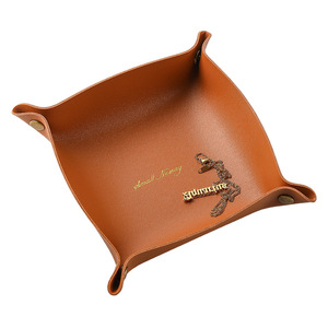 Caja de Almacenamiento de Cuero Multifuncional Plegable de Diseño Clásico Zenos, Bandeja para Llaves de Escritorio, Bolsa de Almacenamiento de Joyas y Cosméticos para Sala de Estar - Product Image 5