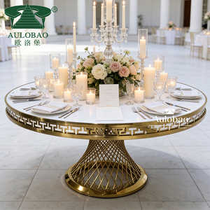 Muebles para Banquetes, Mesa Redonda de Boda con Base de Acero Inoxidable Dorado, de Lujo - Product Image 1