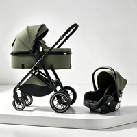 Poussette de luxe OEM 3-en-1 pour bébé, système de voyage pour nourrisson avec grand panier, poussette pliable et légère pour les courses quotidiennes