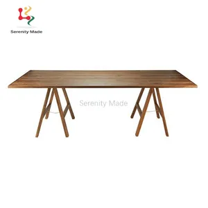 Industrial Live Edge Event Use Table Top Folding wood Legs Base Restaurtant Dining Table