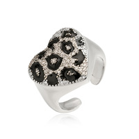 Bagues ajustables en cuivre plaqué or 18 carats style Hip Hop, motifs géométriques, imprimé léopard effet goutte d'huile et cœurs d'amour