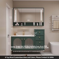 Meuble de salle de bain de style hôtel de luxe moderne, armoire en bois massif avec lavabo en céramique, miroir intelligent mural, design écologique