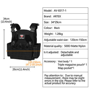 Gilet tactique multifonctionnel Artex en nylon léger à libération rapide, porte-plaque MOLLE pour extérieur – Offre spéciale - Product Image 2