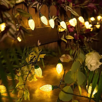 Guirlande lumineuse C9 IP65 étanche de 10 m avec fil vert, blanc chaud éclatant, pour décorations de Noël intérieures/extérieures