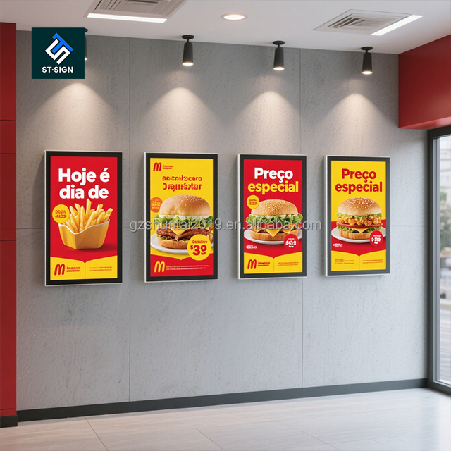 Ultra Thin Aluminum A4 A3 A2 A1 Led Illuminated Slim Light Box for Hanging Led Advertising Snap Poster Frame