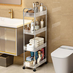 Nhựa lưu trữ giá hộ gia đình có thể tháo rời nhiều lớp hình chữ nhật phòng tắm nhà bếp thép không gỉ PET trong suốt kệ - Product Image 3