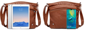 Bolso de hombro de piel sintética suave para mujer, bandolera Retro de gran capacidad, multicompartimento, nuevo diseño - Product Image 6