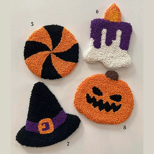 Cadılar bayramı lüks mutfak masa Coaster özelleştirilmiş kabak ve örümcek <span class=keywords><strong>Web</strong></span> tasarım siyah ve beyaz püsküllü pamuk malzeme - Product Image 3