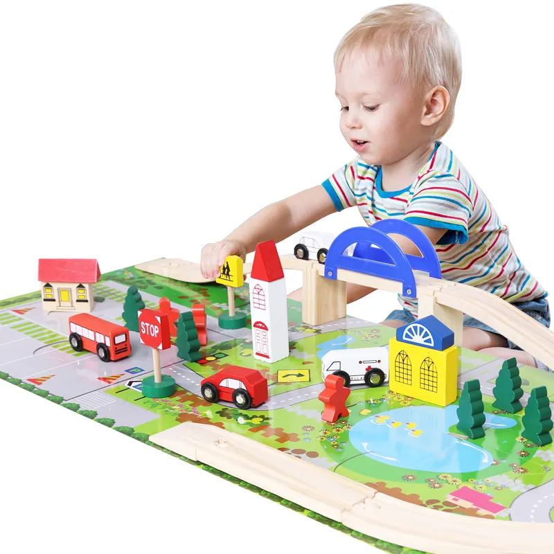 Toptan ahşap tren seti oyuncak eğitim çocuk oyuncak küçük oyuncak tren