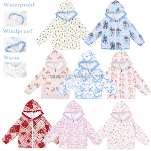 Manteau chaud d'extérieur pour filles avec fermeture éclair et chapeau pour manteau en nylon coupe-vent et imperméable Veste à carreaux pour filles - Product Image 6