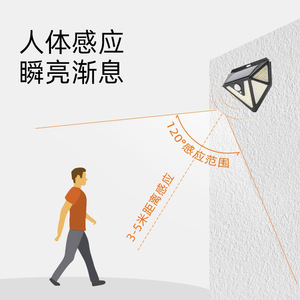 <b>Solar</b> Wall Light Led Outdoor 120 Degree Human Body Induction Garden Courtyard <b>Lighting</b> - Product Image 1