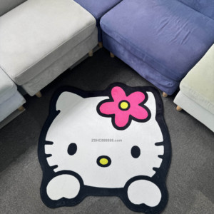 Thảm trải sàn hoạt hình mèo dễ thương, chống trơn trượt, bán buôn, dành cho phòng bé gái, thảm lông xù mềm mại, dày dặn cho phòng khách - Product Image 2