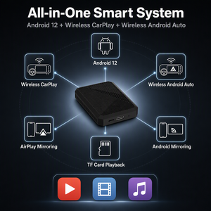 กล่อง CarPlay Smart Box ไร้สาย ระบบ Android <span class=keywords><strong>12</strong></span> AI Adapter แบรนด์สั่งทำ ODM WiFi 6 Dual Band BT5.4 Netflix YouTube Dongle สำหรับเครื่องเสียงติดรถยนต์ - Product Image 5