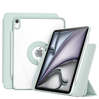 Housse antichoc rotative détachable avec coque arrière transparente transparente pour iPad Air 13 pouces (M2) 2024