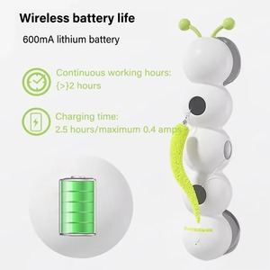 ของเล่นแมวแบบหนอนกลิ้งอัตโนมัติ ของเล่นออกกำลังกายสำหรับสัตว์เลี้ยงแบบชาร์จไฟได้ พร้อมถ้วยดูดและขนนกสำหรับแมวเลี้ยงในบ้าน - Product Image 6