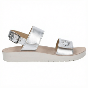 Sandales plates à boucle argentée, à bout ouvert, avec lanières et décoration étoile, chaussures décontractées pour les vacances - Product Image 1