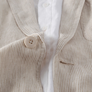 <span class=keywords><strong>Costume</strong></span> <span class=keywords><strong>Homme</strong></span> Rayé en <span class=keywords><strong>Lin</strong></span> pour l'Été, Coupe Slim, pour <span class=keywords><strong>Mariage</strong></span> ou Cérémonie, avec Pantalon et Blazer Deux Boutons, Idéal pour Tenue Formelle ou Affaires Personnalisée - Product Image 3