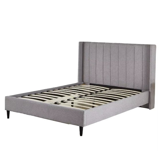 Eco-Friendly Slat Support Double Bedroom Home Use Stock Modern Queen Plywood Platform Bed With Metal Frame