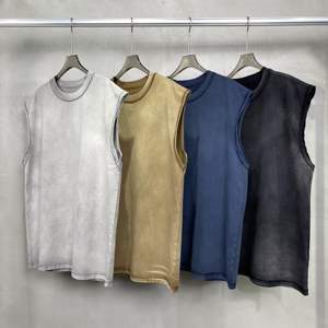 Camicie sportive con logo personalizzato all'ingrosso in cotone da corsa con camice da ginnastica senza maniche per allenamento da uomo - Product Image 1