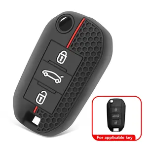 Housse de clé en silicone pour Citroën C5 <span class=keywords><strong>C3</strong></span> C4 C8 Berlingo pour Peugeot Partner Rifter 208 308 508 407 2008 3008 Expert - Product Image 5