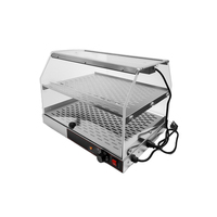 Wafflemei-Chauffe-plat électrique commercial en acier inoxydable, présentoir en verre, double couche