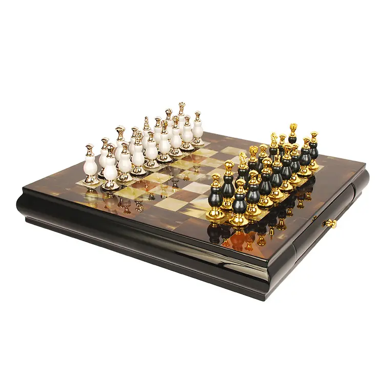 Piano Lacquer Mdf Luxury Chess Board High Quality Chess Board Game Box Custom Drawer Chess Board Wooden