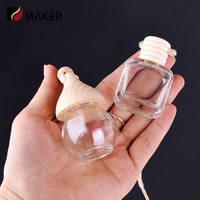 Désodorisant de voiture vide suspendu 5ml 8ml 10ml petite pomme en forme de parfum automatique diffuseur d'huile essentielle bouteille en verre avec couvercle en bois