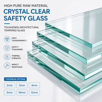 Verre Trempé Architectural de Haute Pureté, Matière Première Cristalline Transparente, Verre de Sécurité 2mm 3mm 4mm 5mm 10mm 12mm