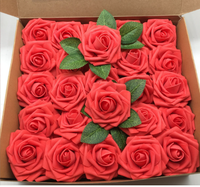Lot de 25 roses en mousse PE pour décoration de boîte à fleurs artificielles pour mariage, Saint-Valentin et Noël