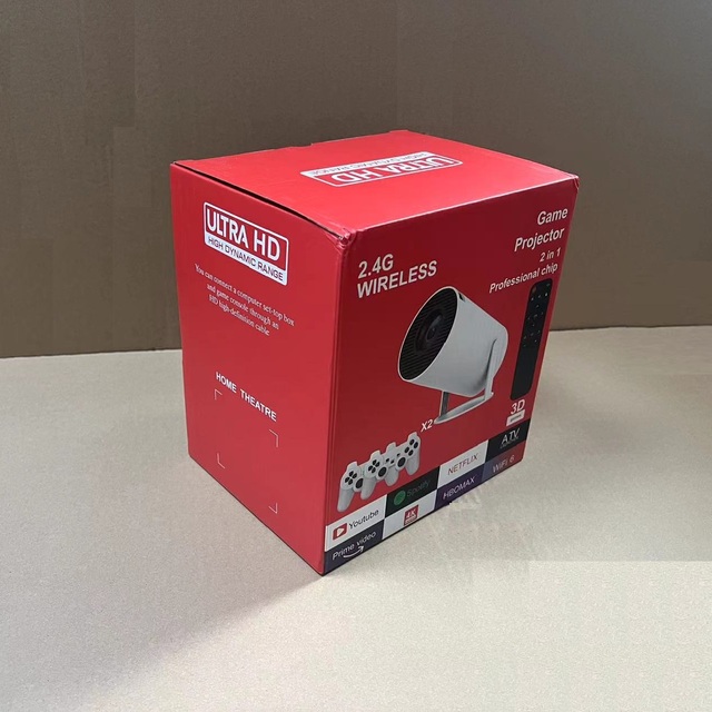 Popular Games Projector HY300 PRO MAX 2-in-1 Android 720P Home Cinema 3D Ready Portable Design 150 Lumens Games Remote