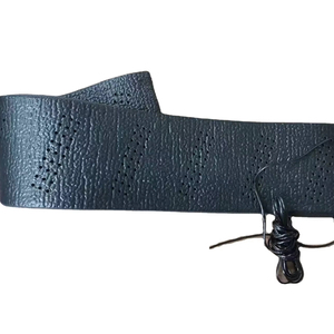 Housse de volant universelle en cuir extensible noir classique avec poignée à lacets – Accessoire automobile en promotion - Product Image 1