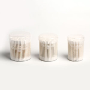 Bâtonnets de coton jetables à double tête avec capuchon à ressort, tiges en papier blanc, pour maquillage et <span class=keywords><strong>nettoyage</strong></span> des oreilles, vente en gros directe usine - Product Image 5