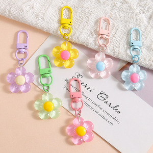 Resin Flower Keychain Pendant Girl Flowers Mini Cute Bag Pendant Car Key Charm Earphone Phone Hanging <b>Accessories</b> <b>Birthday</b> Gift - Product Image 1