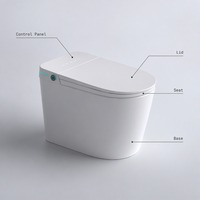 WC intelligent électrique automatique en céramique en forme de U, sur pied, avec télécommande, siège chauffant, cuvette allongée, évacuation en S