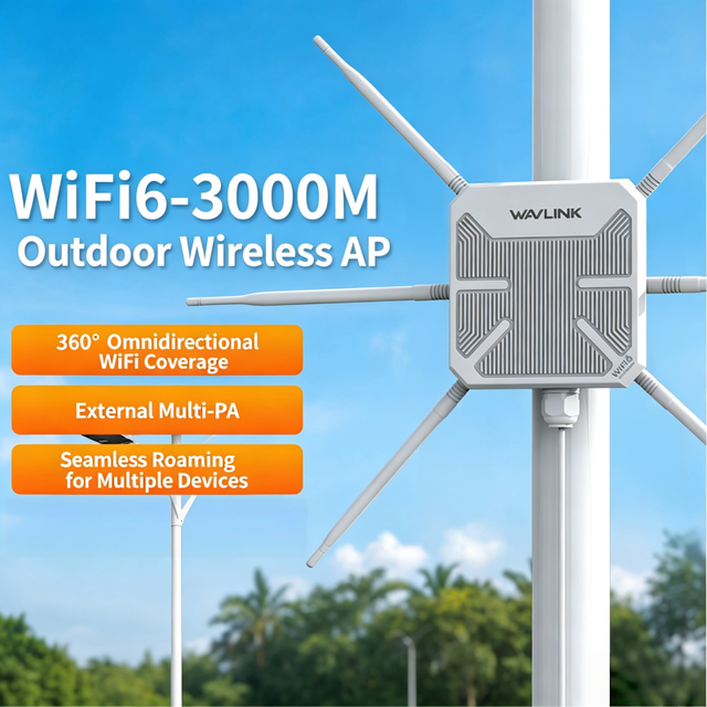 AX3000 WiFi 6 Mesh Router Outdoor Waterproof | Long Range Access Point PoE | Dual Band WiFi Extender Gigabit WAN Firewall/QoS
