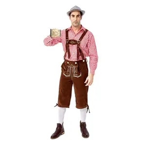 Adult Men Oktoberfest Lederhosen Costume Man Bavarian Octoberfest German Festival Beer Outfit