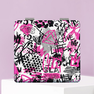 Specchio Cosmetico Decorativo Personalizzato Pieghevole Portatile Piccolo Quadrato Design Minimalista per Sublimazione - Product Image 4
