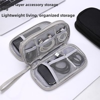 Organizador de Cables Minimalista de Doble Capa, Bolsa de Almacenamiento Digital Multifuncional de Viaje con Porta Pasaportes Moderno