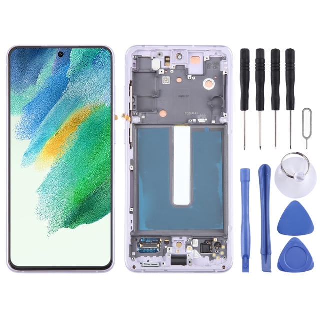 Mobile Phone for Samsung Galaxy S21 FE 5G SM-G990B Original LCD Screen Digitizer Full Assembly with Frame (Purple)