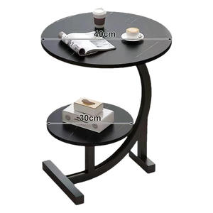 Table d'appoint nordique de luxe léger pour salon, petite table basse d'angle, table de chevet ronde simple et moderne - Product Image 5