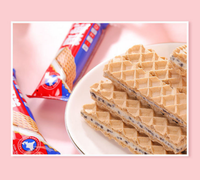 Crispy Sugar Wafer Cookies Milk-Flavored with Hokkaido Cream Filling Sweet Egg Taste Baked Rolling Process Packaged Bags